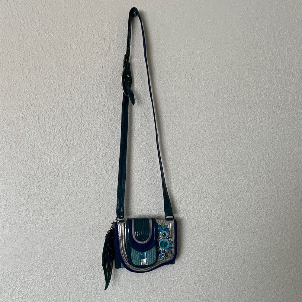 Bracher Emden London Teal and Silver Women's Bag Vintage - Picture 2 of 8